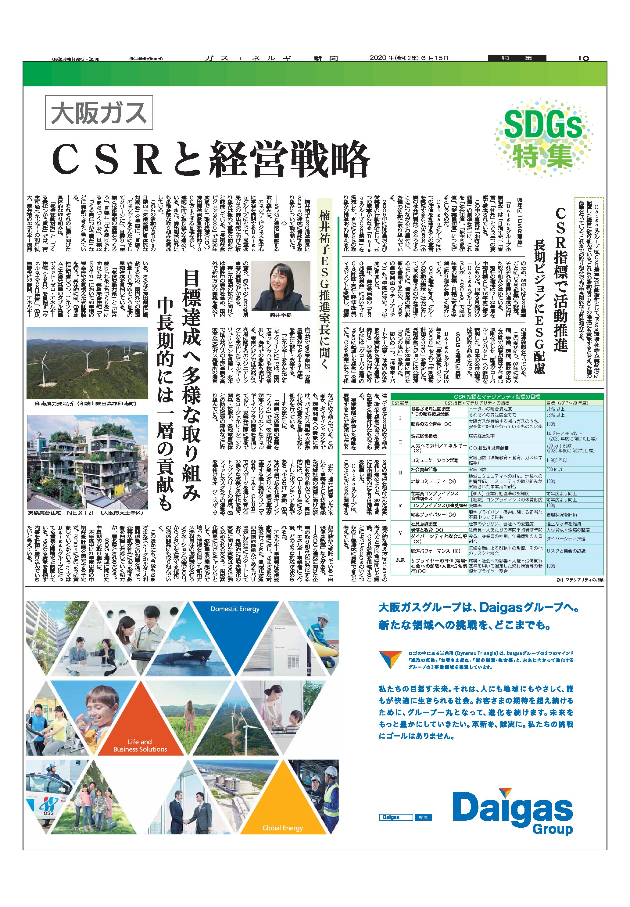<SDGs特集>CSRと経営戦略/大阪ガス