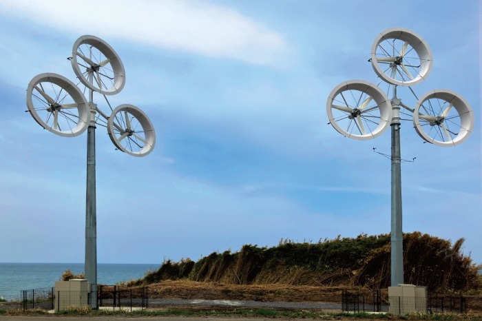 「レンズ風車」で発電、男鹿市の小型風力運開シン・エナジー